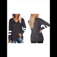 thumbnail image 2 of Tops para Mujer, Camiseta con Cuello en V, Bloque de Color, Larga, Túnica Informal Gris Oscuro L, 2 of 7