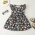 thumbnail image 2 of Kids Toddler Girls Beautiful Dress Child Fly Sleeve Cartoon Dinosaur Cute Prints Summer Beach Princess Trendy Fit Clothes Breathable New Dailywear Elegant Casual Dresses, 2 of 8