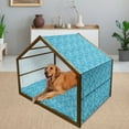 thumbnail image 2 of Aqua Pet House, Tropical Tree Leaves Pattern Hawaiian Nature and Vegetation Foliage in Blue and White, Outdoor & Indoor Portable Dog Kennel with Pillow and Cover, 5 Sizes, Blue White, by Ambesonne, 2 of 4