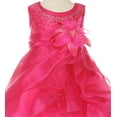 thumbnail image 3 of Baby & Infant Flower Girl Dress with Crystal Organza Cascading Ruffles Fuchsia L CC1101B, 3 of 4