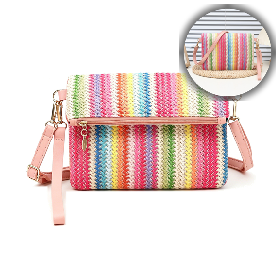 Woven Straw Crossbody Bag for Women - Summer Shoulder Purse with Adjustable Strap, Stylish & Practical for Daily, Travel & Casual Outings