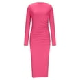 thumbnail image 6 of Zedker Women's Turtleneck Long Sleeve Elegant Bodycon Party Long Dress, Plus Size Hot PinkS, 6 of 7
