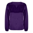 thumbnail image 4 of Blmnix V-Neck Y2K Outfits for Women Satin Long Sleeve Purple Womens Tops Fall Clothing, 4 of 7