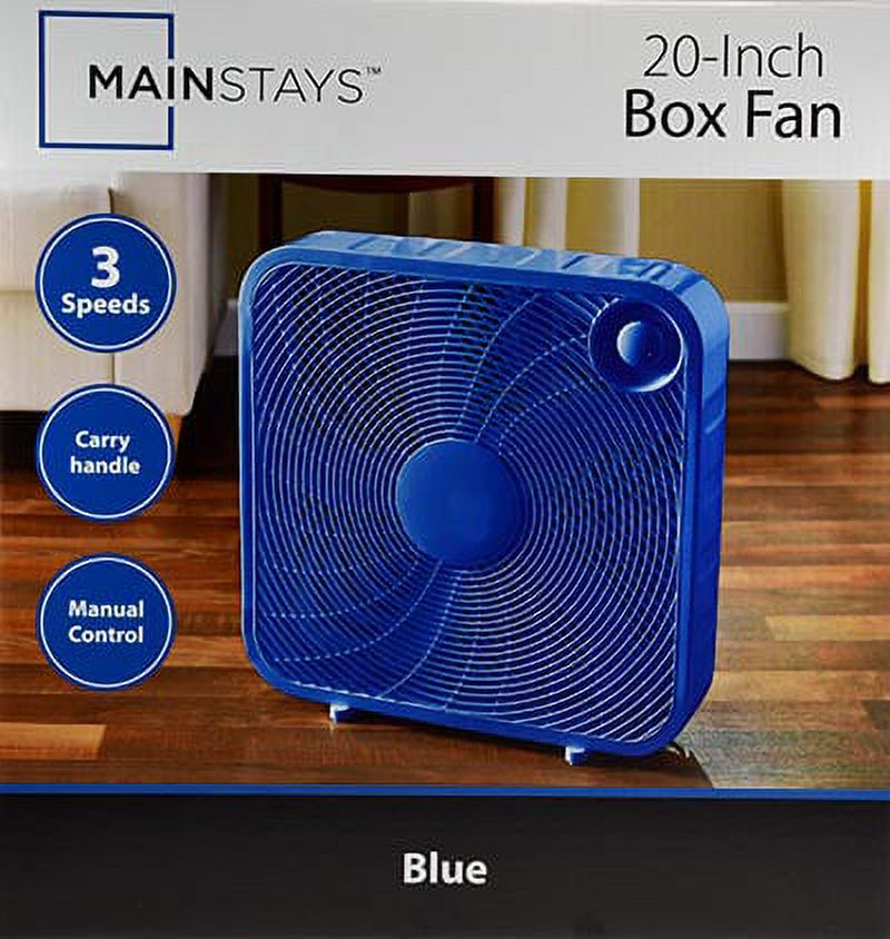 Mainstays 20-inch 3-Speed Box Fan, Model# FB50-16HL, Blue - image 3 of 5