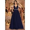 thumbnail image 4 of Womens Royal Blue Bridesmaid Prom Stretchy Long Cowl Neck Off The Shoulder Trumpet Plus Size Dress, 4 of 9