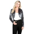 thumbnail image 2 of Fashion Secrets Women`s Collarless Open Front Velvet Bolero Shrug Cardigan Cropped Jacket (XX Large, Gray), 2 of 6