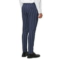 thumbnail image 3 of INSPIRE CHIC Men's Striped Slim Fit Contrast Color Drawstring Dress Pants 38 Navy, 3 of 7