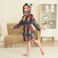 thumbnail image 4 of FORMRS Niños Bathrobe Unisex Hooded Robe Soft Plush Pajamas Sleepwear, Size 10-12T, Red Abstract, 4 of 7
