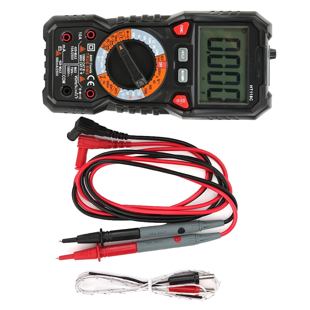 Multimeter Test Lead Kit & 6000 Count Auto-Ranging Digital Multimeter Set