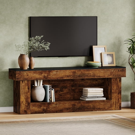 Farmhouse TV Stand for 60/65/70 Inches TVs, 63" Media Console with Open Storage Space
