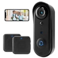 thumbnail image 1 of SonoxJunan Timbre de vídeo inalámbrico 2K, cámara de timbre WiFi de 2,4 Ghz con tarjeta SD de 64 GB, timbre interior, audio bidireccional, resistencia a la intemperie IP66, visión nocturna por infrarr, 1 of 5