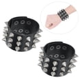 thumbnail image 6 of ESTINK 2Pcs Punk Wristband Vintage Wide Faux Leather With Spikes Decoration Retro Bracelets, Punk Wristband,Vintage Bracelet, 6 of 8
