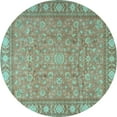 thumbnail image 1 of Ahgly Company Indoor Round Persian Light Blue Traditional Area Rugs, 4' Round, 1 of 4