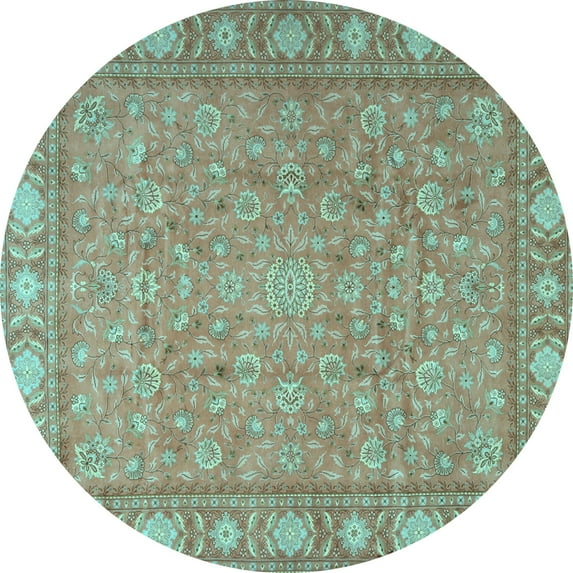 Ahgly Company Indoor Round Persian Light Blue Traditional Area Rugs, 4' Round