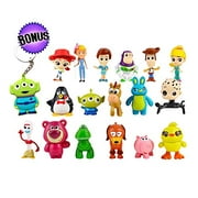 YFTTW 17 Pcs Mini Toy Story Action Figures Set of - Collectible Toy Store Cake Toppers - Great Party Favors for Toddlers - Action Figure Set with Keychain - Toy Story Birthday Supplies