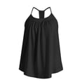 thumbnail image 4 of Textilo Plus Size Tank Tops with Built In Bras for Women Halter Neck Pleated Spaghetti Strap Tank Tops Sleeveless Racerback Cami Shirts Loose Fit Comfy Lightweight Casual Flowy Tunic Tees,Black L, 4 of 6