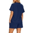 thumbnail image 5 of Dagugfen Womens Athletic Sets Crew Neck Short Sleeve Tees Drawstring Elastic Waist Shorts with Pockets Breathable Outdoor Workout Running Sets, 5 of 6
