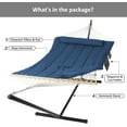 thumbnail image 4 of SUNCREAT Double Hammock with Stand, Two Person Cotton Rope Hammock&nbsp;- 147.6(L)*52(W)*47.6(H) , Navy, 4 of 7