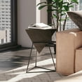 thumbnail image 5 of COZAYH Modern Geometric End Table with Wooden Top and Metal Base, Unique Pyramid Side Table Plant Stand for Office, Living Room, Bedroom, Triangle, Black, 5 of 6