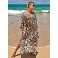 thumbnail image 3 of ZHAOCHENG EDOLYNSA Vestidos caftán de talla grande para mujer Trajes de baño estampados Bata caftán de playa Ropa de estar por casa maxi, 3 of 4