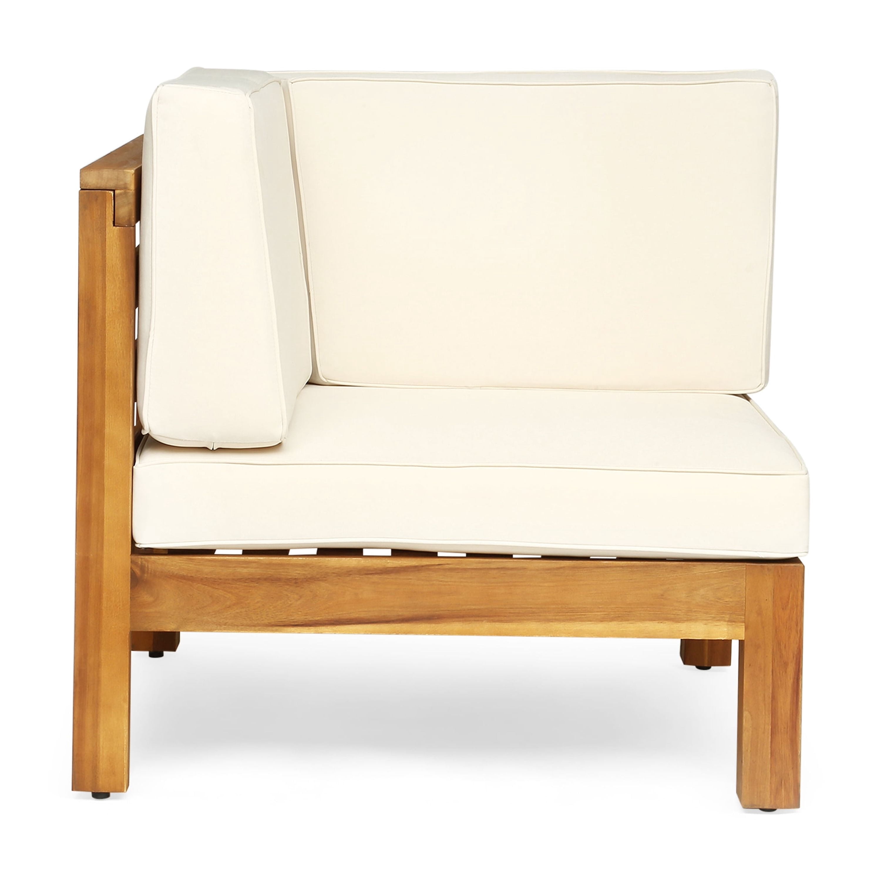 Mintazer 2-Piece Modular Outdoor Loveseat, Interlocking 2-Seat Sectional Sofa with Water-Resistant Beige Cushions, Natural