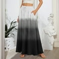 thumbnail image 2 of WTOBBY Women's Floral Gradient Print Flared Maxi Skirt Ruffle Hem A-Line Long Skirt Elastic Waist Elegant Tiered Layer Boho Skirt with Vintage Stripe Pattern,Dark Gray XL, 2 of 5
