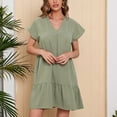 thumbnail image 2 of gakvbuo Summer Dresses For Women 2024 Vacation Trendy Beach Dresses Fashion Women Summer Casual V-Neck Solid Short Sleeve Dress, 2 of 9