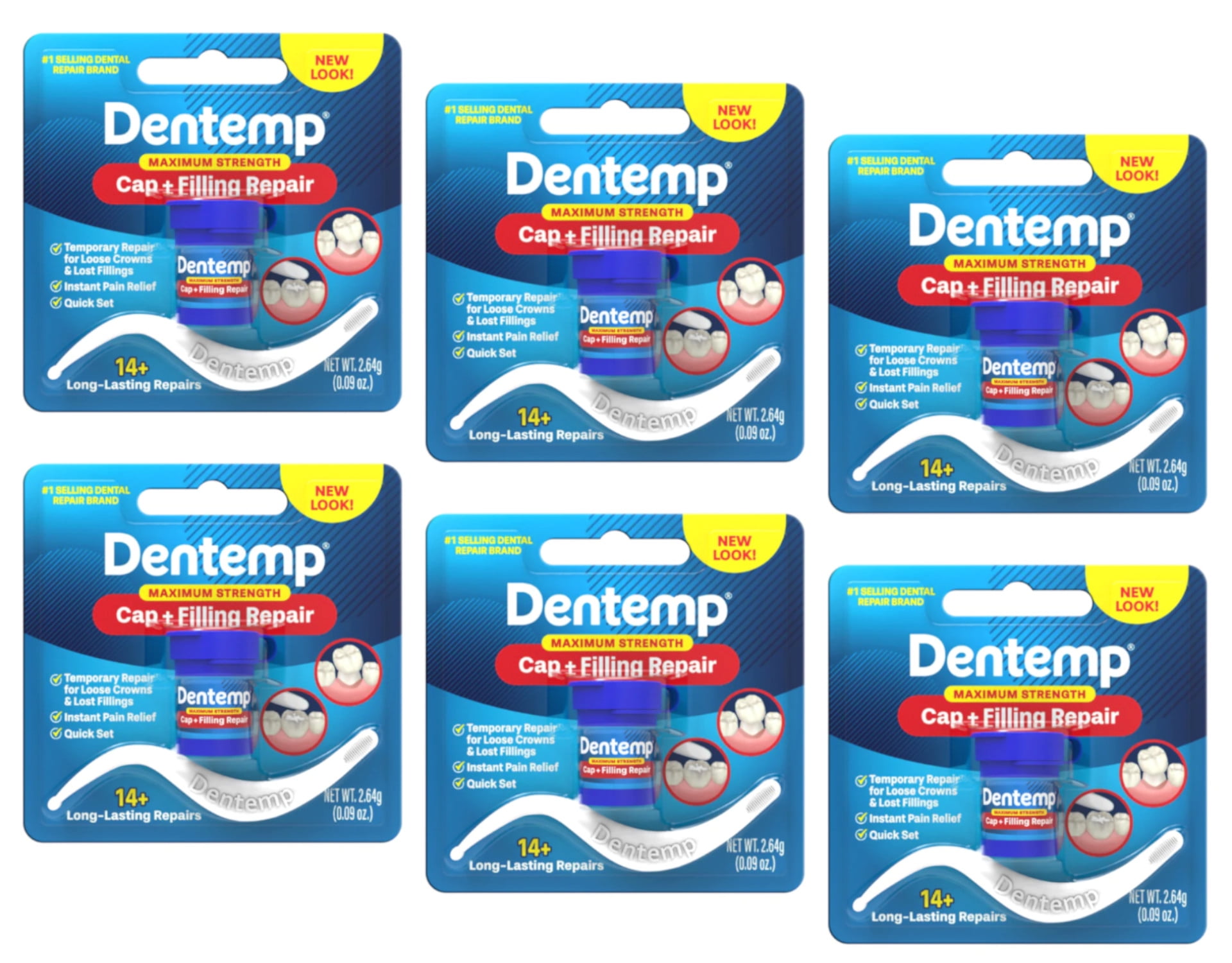 DENTEMP Maximum Strength Filling Material 2.2 g (Pack of 6)