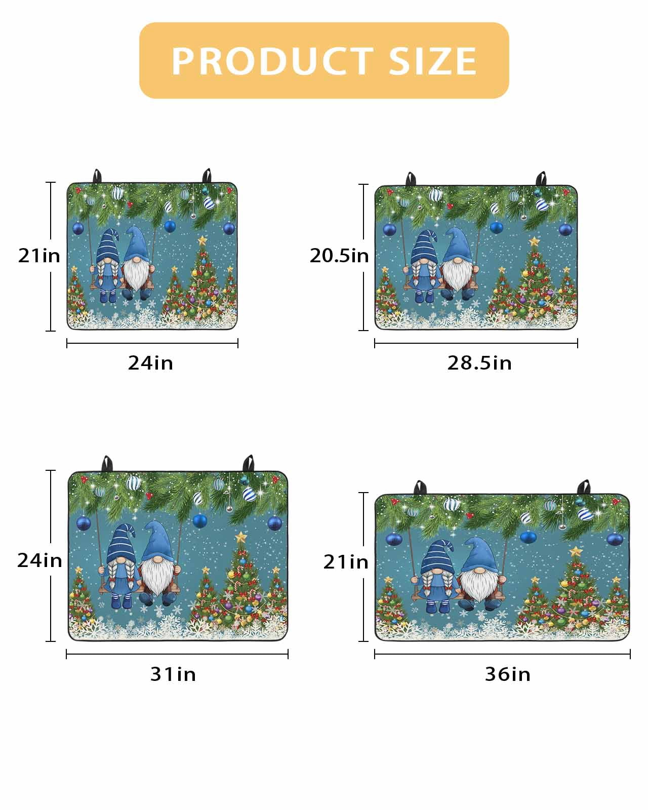 Large Induction Cooktop Protector Mat Blue Teal Gnomes Christmas Stove Top Covers for Electric Stove, Xmas Tree Balls Snowflake Decorative Stove Burner Cover Mats, Glass Top Stove Cover