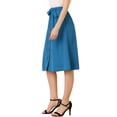 thumbnail image 4 of Allegra K Women's Button Front Elastic High Waist Belted Knee Length Skirt, 4 of 6