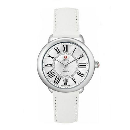 Michele Women's Serein Mid Diamond White Patent Leather Watch  -