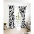 thumbnail image 3 of Polynesia Texture Blackout Curtains for Bedroom/Living Room, Thermal Insulated Kitchen Curtains, Retro Floral Tribe Abstract Art Black Grommet Darkening Window Treatment Drapes 27.5"x39"x2, 3 of 8