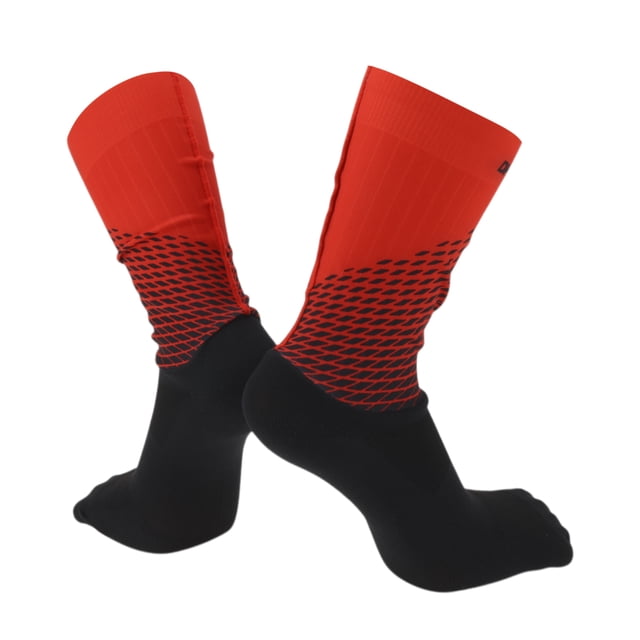 Calcetines de ciclismo Unique Bargains, absorbentes de sudor, antiolor, antifricción, negros y rojos, tamaño L, 1 par, diseño de bloques de color