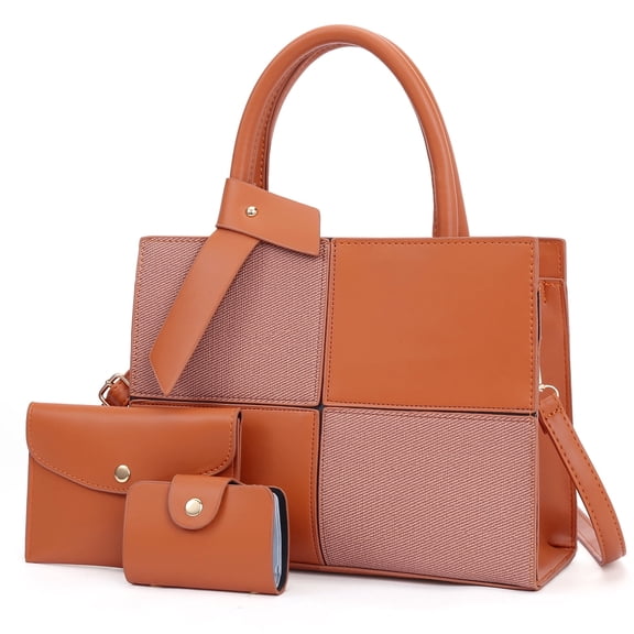 SENDEFN Women Fashion Handbags Tote Bags PU Leather Shoulder Bags Top Handle Satchel Purse Set 3pcs