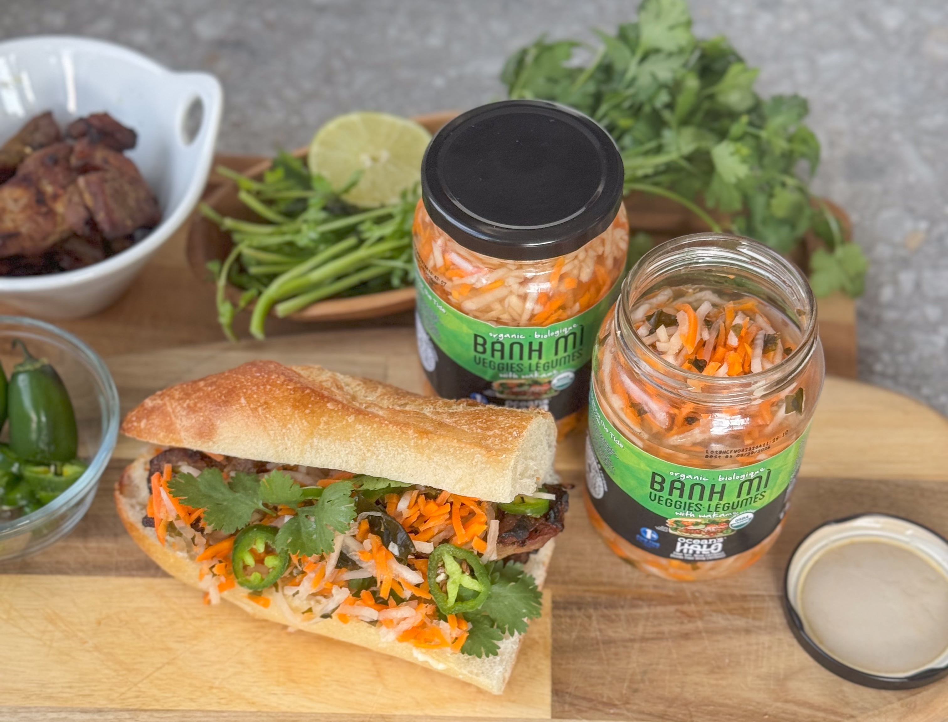 Ocean's Halo Organic Banh Mi Veggies, Crunchy Pickled Shredded Mixed Vegetables, Vegan, 16 oz.