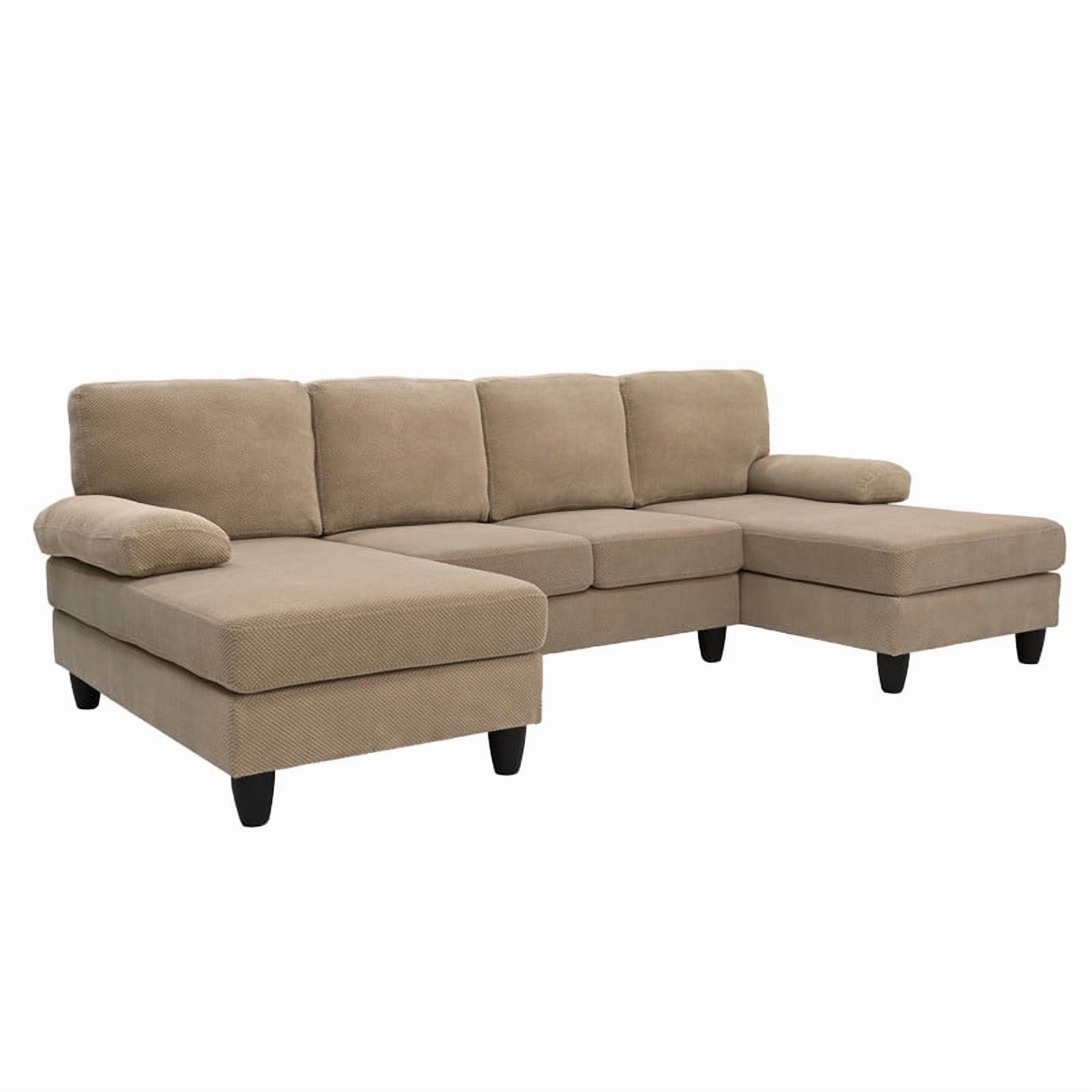 Upholstered U-Shaped Sectional Sofa, Deep Seat Sofa Couch with Dual Chaise, Plush Armrests, Modular Sofa for Living Room Apartment