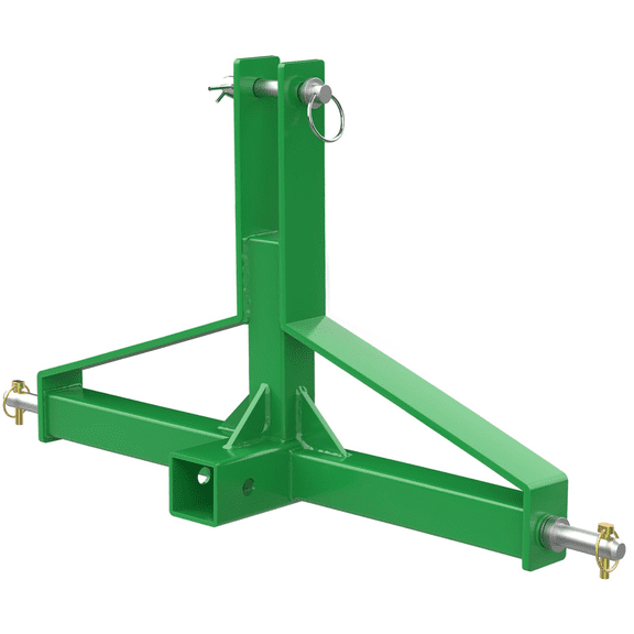 Category 1 Tractor 3-Point Trailer Hitch – 2 Inch Receiver Quick Hitch Adapter, 1500 lbs Capacity for Kubota, Yanmar, Kioti, NorTrac, Compact Tractors, green