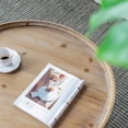 thumbnail image 6 of Tcbosik Round Coffee Table for Living Room, Fir Wood Legs with Wicker Storage Shelf, 29.7"L x 29.7"W x 16.5"H, Brown, 6 of 12