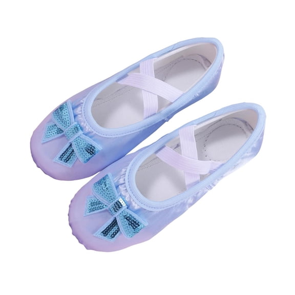Miqool Kids Satin Ballet Dance Shoes Sequin Bow Soft Sole Slip-On Elastic Strap Gym Yoga Practice Dance Shoes for Toddler/Little/Big Kids