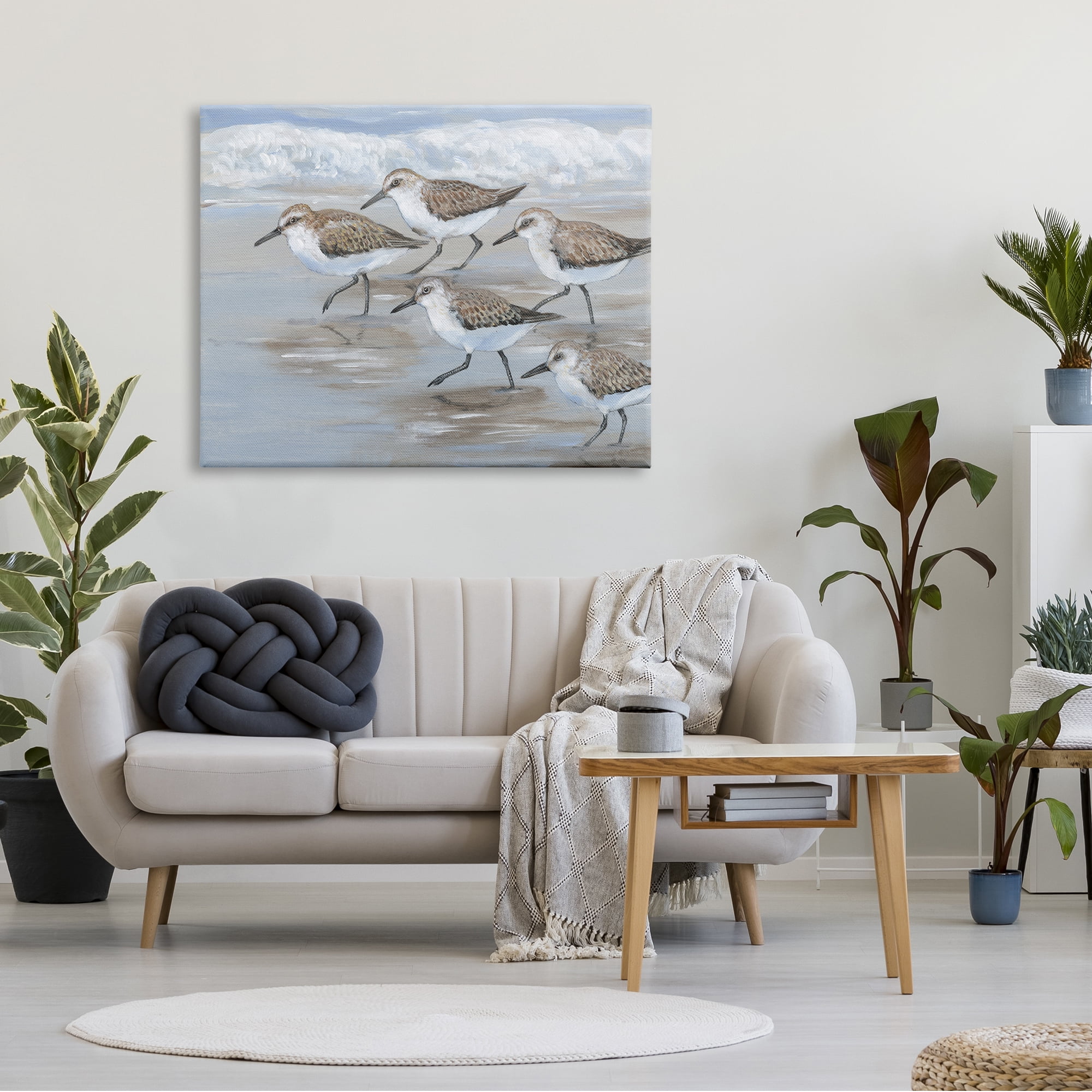 Stupell Industries Sandpiper Bird Flock Marching Beach Coast Waves , 48 x 36,Design by Tim OToole