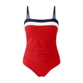 thumbnail image 6 of IYYVV Bandeau Tankini Swimsuits For Women - Two Piece Ruched Tummy Control Bathing Suit Strapless Modest Swimwear With Bottoms Red L, 6 of 6