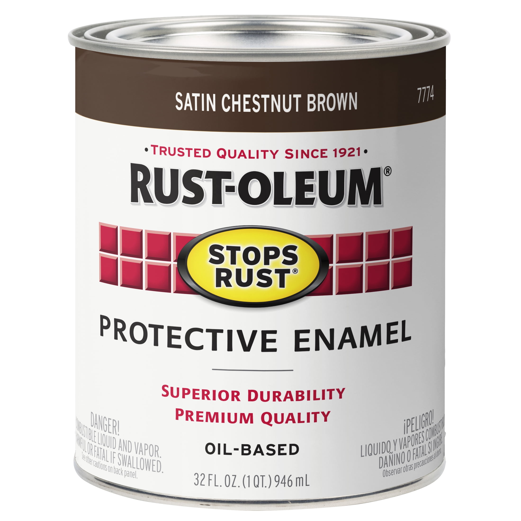 2 Pack, Chestnut Brown (450 Voc), Rust-Oleum Stops Rust Satin Protective Enamel- 7774502, Quart