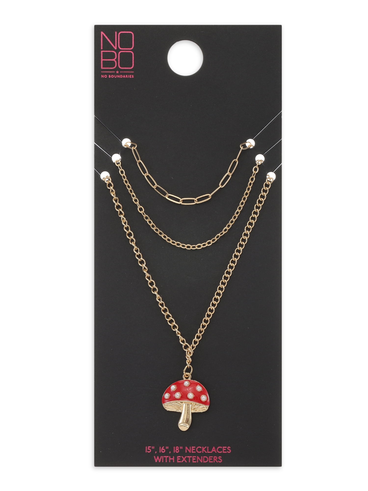 No Boundaries Necklace Trio with Mushroom Pendant, 3 Pieces