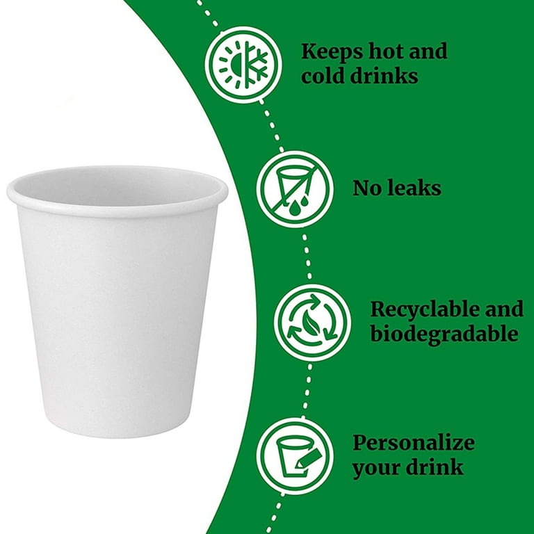 100-Pack 7 oz. White Paper Disposable Cups – Hot / Cold Beverage Drinking  Cup for Water, Juice, Coffee or Tea – Ideal for Water Coolers, Party, or  Coffee On the Go 