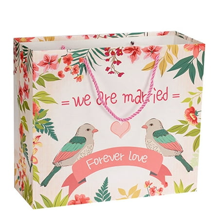 AkoaDa Best We Are Married Kraft Paper Bags With Handles Luckly Birds Party Candy Wedding Gift Souvenir Box Shopping
