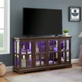 thumbnail image 3 of Gzxs Lighted Glass Display Cabinet, 59.06"W Curio Storage Cabinet with Adjustable Shelf and 3 Glass Doors, Retro Showcase Buffet Sideboard TV/Media Console for Living Room/Home Office (Antique Cherry), 3 of 10