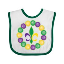 Inktastic Mardi Gras Beads and Fleur De Lis Boys or Girls Baby Bib