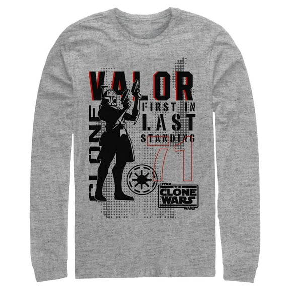 Men's Star Wars: The Clone Wars Valor First In Last Standing Long Sleeve Shirt Athletic Heather 2X Large