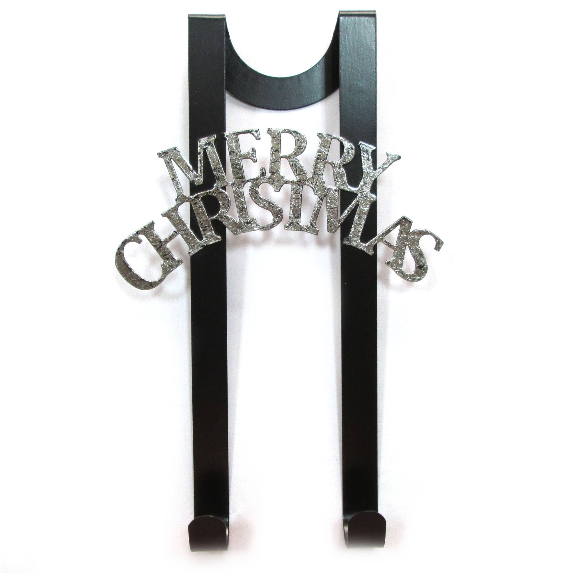 Double Wreath Hanger, Brown Hanger with Silver Motif