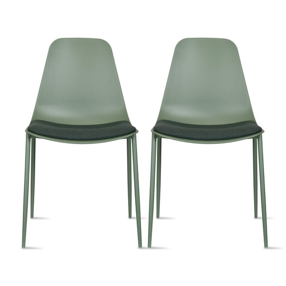 Set of 2 Modern Dining Kitchen Chairs Plastic Molded Armless Side Chairs with Metal Legs For Indoor Outdoor Patio